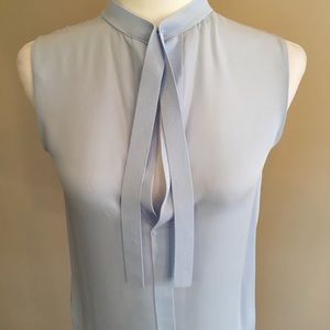 Vince - Women's Silk Sheer Baby Blue Top/Blouse w/ Snap Button Front - Size (XS)